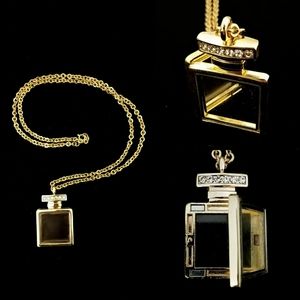 Vintage Perfume Bottle Locket Necklace